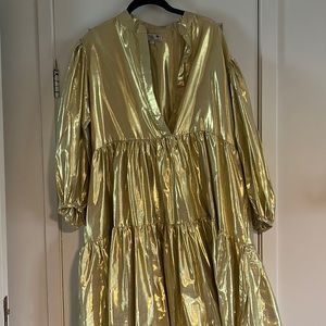 Mille gold metallic mini dress L